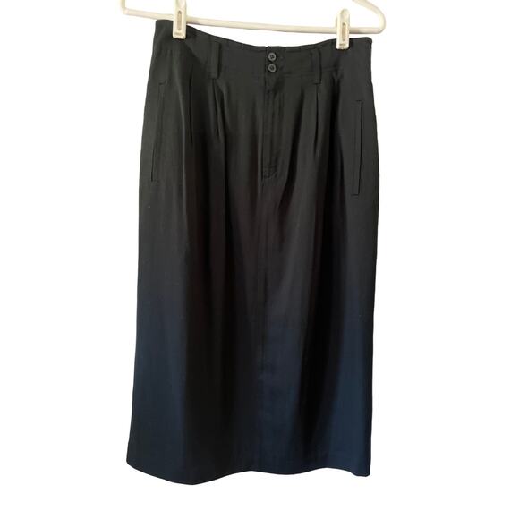 Liz Sport by Liz Claiborne Vintage Black Midi Skirt size 10 Pleated Front 90's - Picture 1 of 10